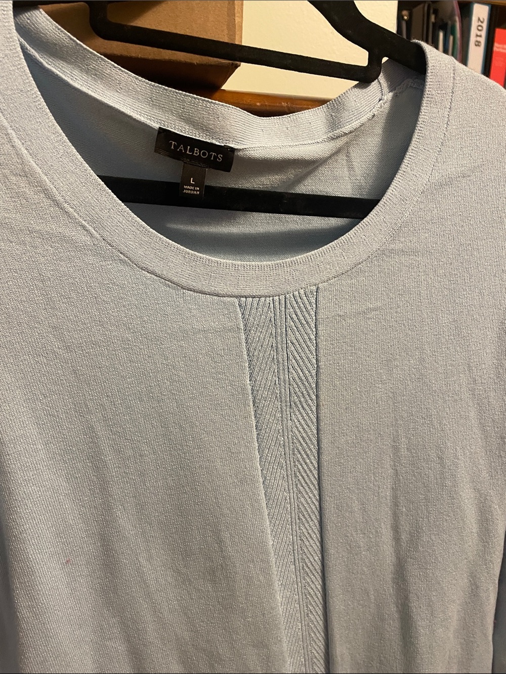 Talbots Pale Blue Knit Tee with Center Textured Panel